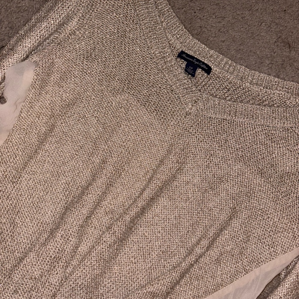 American Eagle Outfitters Cream Crew Neck Sweater